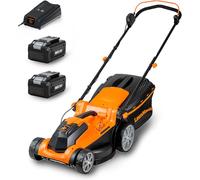 SUBZONAL-LawnMaster CLMF2437G Tondeuse à Gazon sans Fil 24V Max 2x4.0Ah Batterie, 37cm, Jusqu'à 300m² Paillage 40L, Hauteur de Coupe à 6 Niveaux 22-72mm 2 Ans de Garantie