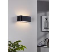Subzonal-Led Applique Murale Intérieure Sania 4, Éclairage Up Et Down, Lampe Murale En Aluminium Noir Et Blanc, Spot Pour Entrée Et Salon, Blanc Chaud, 20 X 8 Cm