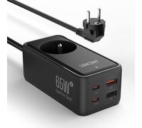 SUBZONAL-LENCENT Chargeur Rapide USB C et 65W, GAN III Tech avec 1 Prise Secteur + 4 Ports USB, Type C avec câble Convient pour Téléphones Portables Tablettes PC, Noir