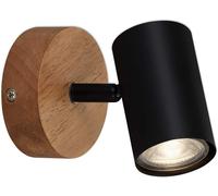 Subzonal-Leuchten - Luminaire À Spots, Spot Mural, Applique Murale Rétro, Vintage, Spot Pivotant Et Orientable, 1x Gu10, Métal Et Bois, Noir, 90x120mm (Dxh)