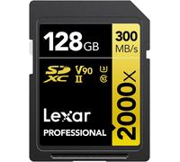 SUBZONAL-Lexar Professional 2000x Carte SD 128Go, Carte mémoire SDXC UHS-II sans Lecteur, Jusqu'à 300 Mo/s en Lecture, pour DSLR, caméras vidéo en qualité cinéma (LSD2000128G-BNNAG)