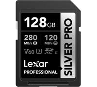 SUBZONAL-Lexar SILVER PRO Carte SD 128Go, carte mémoire SD UHS-II, V60, U3, C10, Jusqu'à 280Mo/s en lecture, 120Mo/s en écriture, carte SDXC pour DSLR/caméra/photographe/vidéaste/passionné (LSDSIPR12