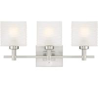 Subzonal-Lighting 63040 Luminaire Mural D'intérieur Alexander À Trois Lampes, Finition Nickel Brossé Avec Verre Tempéré Blanc Ondulé