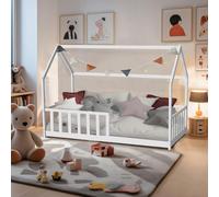 SUBZONAL-Lit cabane Kiwi 90x190 + 1 sommier + barrière/Blanc