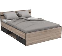 SUBZONAL-Lit Michigan chêne brossé/noir mat 140x190