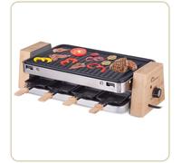 SUBZONAL-LITTLE BALANCE 8388 Wood 8, Raclette/Grill 8 personnes, 2 fonctions en 1 seul appareil, Revêtement anti-adhésif, Accessoires fournis,1500 W, Bambou véritable/Inox