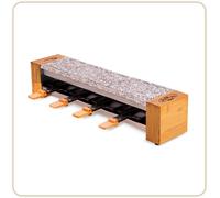 SUBZONAL-LITTLE BALANCE 8619 Raclette 4 Meuuh¿!, Raclette, Pierre à cuire, Pierre naturelle Granit, 2 fonctions en 1 seul appareil, 4 personnes, 4 spatules + 4 planchettes, 600 W, Bambou