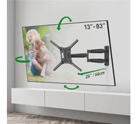SUBZONAL-Longueur 66cm Support TV Mural pour écrans 13-83 Pouces, Inclinable et orientable, Mouvement Complet, Prime, Poids Max. 43Kg, Extra Extensible, pour LED OLED LCD, Max. VESA 600x400