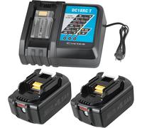 SUBZONAL-Lot de 2 batteries de rechange 18 V 5,5 Ah pour Makita + chargeur DC18RC avec chargeur rapide 3 A pour BL1860B, BL1850, BL1840B, BL1830B, LXT400, 194205-3, 194309-1