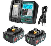 SUBZONAL-Lot de 2 Batteries de Rechange Li-ION BL1850B 18 V 5,5 Ah et 1 Chargeur DC18RC Kit de démarrage Compatible avec Les Batteries Makita BL1850 BL1860 BL1860B BL1840 LXT-400 Outils électriques