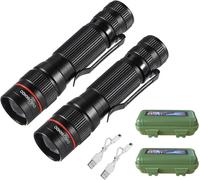 Subzonal-Lot De 2 Lampes De Poche Led Rechargeable Tactiques Lampe Torches Ultra Puissante Par Usb Avec Résistante À L'eau 3 Modes Flashlight Pour Camping, Randonnée, Pêche
