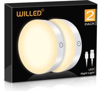 SUBZONAL-Lot De 2 Lampes Tactiles à Intensité Variable 3000 K Rechargeables à Piles Pour Placard, Armoire, Comptoir, Cuisine, Chambre à Coucher
