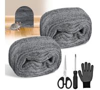 SUBZONAL-Lot de 2 Souris en Laine D'acier, 3 m de Laine D'acier Fine 0000 Anti Rongeur avec Gants, Ciseaux et Tournevis, Paille de Fer Vaissellepour Sceller les Interstices, Nettoyage, Polissage