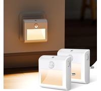 Subzonal-Lot De 2 Veilleuses Led Avec Détecteur De Mouvement Et De Crépuscule, Blanc Chaud, Luminosité Réglable, Modes Auto/On/Off, Veilleuse À Brancher Sur Prise Murale, Pour Couloir, Escaliers, Cha
