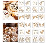 Subzonal-Lot De 24 Pochoirs Pour Noël Artisanat De Cuisine, Pochoir De Modèles De Cuisine, Modèles De Dessin À Gâteaux, Pochoir De Feuille De Fleurs En Plastique Pour Pain, Gâteau, Café, Tarte Ou Bis