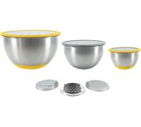 Subzonal-Lot De 3 Bols En Inox Avec Couvercles En Verre + 3 Râpes Intégrées Cul De Poule Inox 4 En 1 Empilables Idéal Repas, Pique-Nique, Préparation