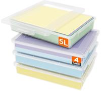 Subzonal-Lot De 4 Boite De Rangement A4 Avec Couvercle, Boite Rangement Document Papier, Boite Archives Carton Plastique, Boîtes De Stockage, Caisse De Rangement, Boite Classement, Transparent