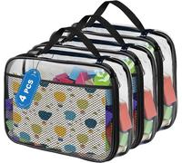 SUBZONAL-Lot de 4 PVC Sac de Rangement Jouet, Sacs à Jouets pour Enfants, avec Fermeture éclair, pour Enfants, Jouets de Bain, Puzzles, Blocs de Construction, (Noir, 30x6.6x23cm)