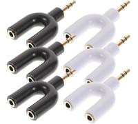 SUBZONAL-Lot de 6 Adaptateurs Audio 35 MM 1 vers 2 Voies pour Casque Répartiteur Stéréo Auxiliaire Compatible PC et Smartphone Câble U en Blanc et Noir pour Partage Audio en Duo