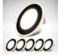 Subzonal-Lot De 6 Spots Led Encastrables 230v Avec Fonction Veilleuse, Surfaces Et Anneaux Commutables Séparément, Fonction Mémoire, Led Spot, Plat, Spots De Plafond, 68mm, 93x30mm, Noir