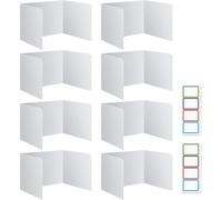 SUBZONAL-Lot de 8 séparateurs de bureau pliables en forme de U - Pour bureau d'apprentissage - École primaire - Avec 8 étiquettes