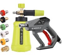 SUBZONAL-M Mingle Pistolet à Mousse pour Nettoyeur Haute Pression, Canon à Mousse 280 Bar avec Connexion Rapide 1/4"", Kit de Canon pour Lave-Auto avec 5 Embouts de Buse pour Nettoyeur Haute Pression,