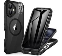 Subzonal-Magnétique Anti Espion Coque Iphone 16, Compatible Avec Magsafe Intégré Verre Trempé Protection Écran Et Protecteur Caméra, Antichoc Téléphone Housse Double Face Case Intégrale Etui -Noir