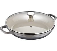 Subzonal-Masterpro Unique Faitout De Cuisine Bas Avec Couvercle Faitout De 30,5 Cm Blanc Fabriqué En Fonte Anses Ergonomiques Faitout De Cuisine Pour Tous Types De Cuisinières, Bgmp-383