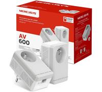 SUBZONAL-Mercusys MP300P KIT CPL 600Mbps avec 1 Port et Prise Intégrée Type F, Boitier CPL Kit de 2 - idéal pour Profiter du Service Multi-TV à la Maison, Compatible Toutes Les Box