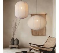 Subzonal-Methedeeco 2pcs Abat-Jour Suspendu Ovale Cylindrique En Lin, Abat-Jour En Tissu Beige De 50 Cm, Lanterne Pour Salon, Salle À Manger, Chambre, Décoration D'hôtel, Vitrine & Idées Cadeaux