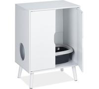 Subzonal-Meuble De Toilette Pour Chat, 2 Portes, Cache-Litière, Entrée, Petite Armoire, Hxlxp : 77x58x40 Cm, Blanc