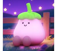Subzonal-Mignon Led Veilleuse Enfants, Aubergine Lampe De Chevet Pour Enfant Avec Timer 1200mah Rechargeable Tactile Contrôle 3 Luminosité Kawaii Silicone Veilleuse Bébé Pour Cadeaux Décoration