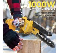 SUBZONAL-Mini Tronçonneuse à Batterie 6 Pouces, 1000W Brushless Tronconneuse Electrique Sans Fil pour Jardin, 4000mAh Tronçonneuse Elagueuse sur Batterie, D'huile Automatique, Compatible avec Makita