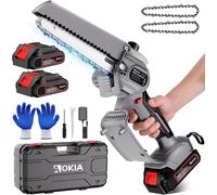 SUBZONAL-Mini Tronçonneuse à Batterie, 6 Pouces Tronçonneuse Électrique sans Fil,880W avec Injecteur de Lubrifiant et 2 Batteries, Mini Scie à Chaîne Électrique Rechargeable, 3 Chaînes