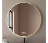 SUBZONAL-Miroir Rond de Salle de Bain ¿ 60 cm ¿ LED Dimmable avec 3 Modes d¿Éclairage ¿ Fonction Antibuée ¿ Chauffant ¿ Miroir Lumineux