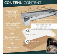 Subzonal-Moule Bûche Inox Xxl - Taille Ajustable 28 À 45 Cm - Dessert De Noël Jusqu¿À 18 Convives - Avec Feuilles Rhodoïd, Supports & Recette Bûche Praliné Noisettes - Pâtisserie - 1936