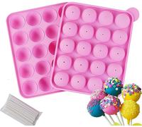 SUBZONAL-Moule Pop Cake,Moule Sucette Moulle Popcakes,Moules à Lollipop Bonbon Kommt mit 20 Lollipop Sticks,Pop Cake Moules en Silicone pour Sucette Convient Biscuits Chocolat