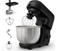 SUBZONAL-Moulinex Bake essential Robot pâtissier, 800 W, Bol 4.8 L, kit de pâtisserie, Hachoir à viande QA161810, Noir Glama