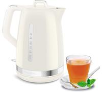 SUBZONAL-Moulinex Bouilloire électrique, 1,7 L, Design vintage ivoire, Base pivotante à 360°, 2 400 W ébullition rapide, Arrêt automatique, Indicateurs niveau d¿eau, Filtre anti-calcaire, Soleil BY32