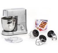 SUBZONAL-Moulinex Robot pâtissier, Bol XXL inox 6,7 L, 1500 W, 10 vitesses + fonction Pulse, Corps en fonte d'aluminium, Kit de pâtisserie premium, Masterchef Grande gris QA810D01