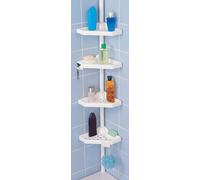 SUBZONAL-MSV Etagère de Douche d'angle Auto-portée 135-260cm Blanc telescopique - sans perçage - 4 tablettes