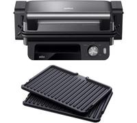 SUBZONAL-MultiGrill 5 CG 5033, Plaque Electrique à Controle Electronique avec Plateau Collecteur de Graisse Amovible, 3 Positions de Cuisson, Plaques Amovibles et Lavables au Lave-Vaisselle, 2000W, N