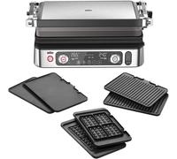 SUBZONAL-MultiGrill9 CG9167, Grille Électrique à Contrôle Électronique, 2 Thermostats Indépendants, 3 Positions de Cuisson, Sonde Thermique, Fonction BOOST, Ensemble Plaques Grill+Lisses+Gaufres, 220