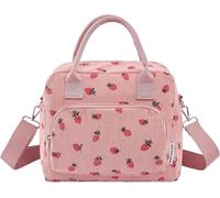 SUBZONAL-Nanxson Sac Isotherme Repas pour Femme et Homme 12L Grande Capacité Sac Lunch Box Isotherme Velours Côtelé Cooler Bag pour Travail Ecole Pique-Nique (12L,Rose Fraise)