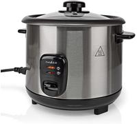 Subzonal-Nedis Karc115al Cuiseur À Riz - Revêtement Antiadhésif - Bol Amovible - Arrêt Automatique - Acier Inoxydable - Coque Intérieure Amovible - Jusqu'à 5 Portions De Riz - 500 W - 1,5 L - Argent