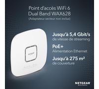 SUBZONAL-NETGEAR Points d'accès WiFi 6 PoE+ (WAX628) - WiFi 6 Tri Bandes AX5400, Borne WiFi 6, Port Ethernet 2,5 G, 802.11ax, MU-MIMO, Gestion à Distance Via Insight 4 ans, PoE+ Adaptateur Secteur en