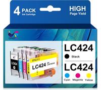 SUBZONAL-ONLYU LC424 LC 424 Cartouche d'encre Compatible pour Cartouche Brother LC424 LC-424 pour Brother DCP-J1200W DCP-J1200WE (Noir Cyan Magenta Jaune, 4 Pack)