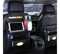 Subzonal-Organiseurs Pour Voiture Kick Mats Cuir Pu De Luxe Protecteur De Siège Arrière Avec Porte-Tablette Pliable Imperméable Organisateurs De Voiture Rangement (Noir - 2 Pack)