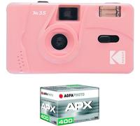 SUBZONAL-Pack M35 Argentique + Pellicule 100 ASA - Appareil Photo Kodak Rechargeable 35mm Candy Pink, Objectif Grand Angle Fixe, Viseur optique , Flash Intégré + Pellicule APX 100, 36 poses