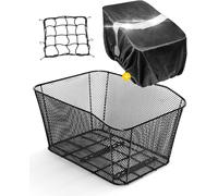 Subzonal-Panier Vélo Arrière, Panier Vélo Pour Cartable Avec Couvercle De Panier Imperméable & Filet À Bagages Panier De Vélo Pour Le Grand Arrière, 40×32×21 Cm, Noir